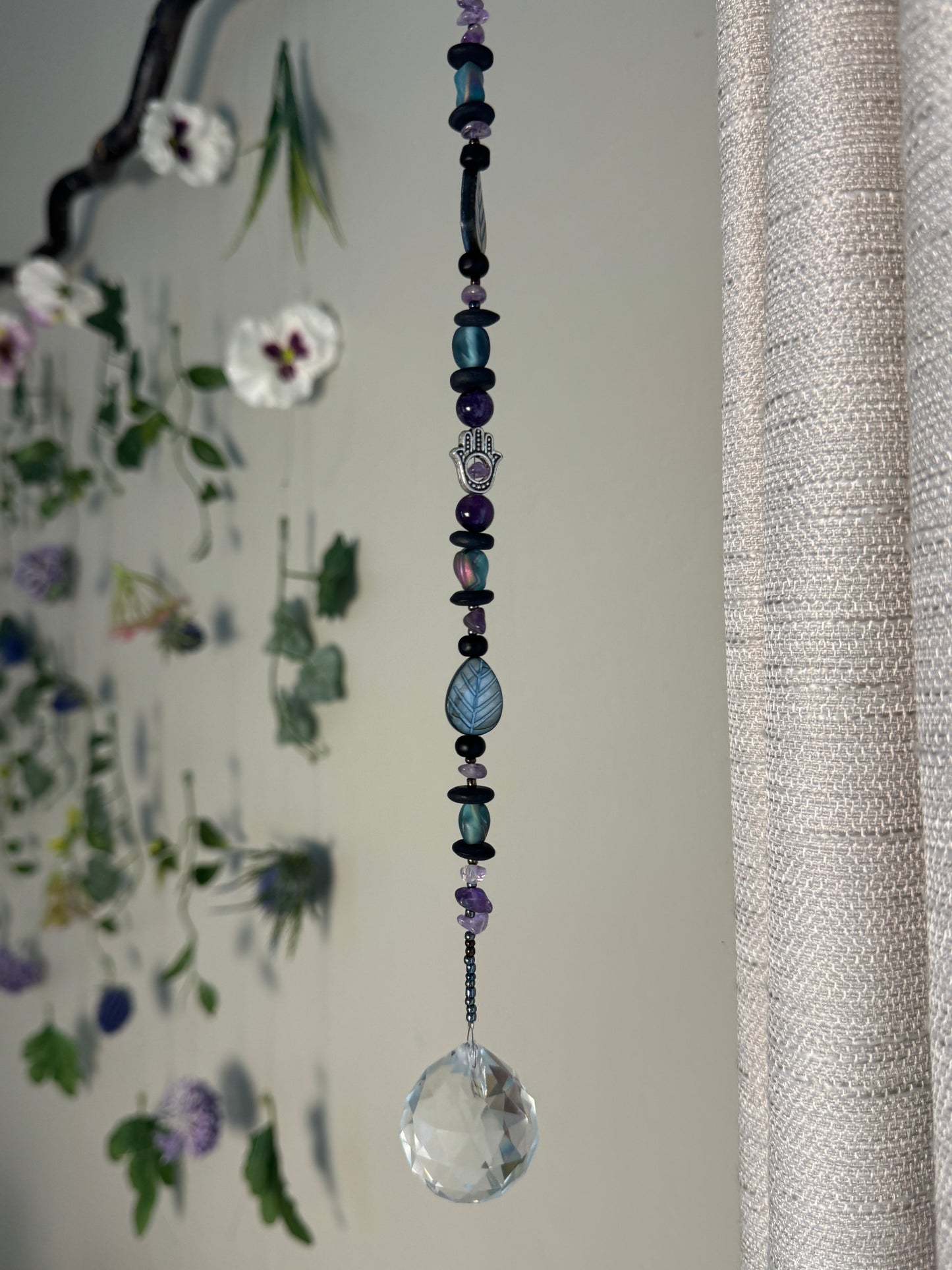 Reiki Infused Sun Catcher with Hasma Hand and Amethyst