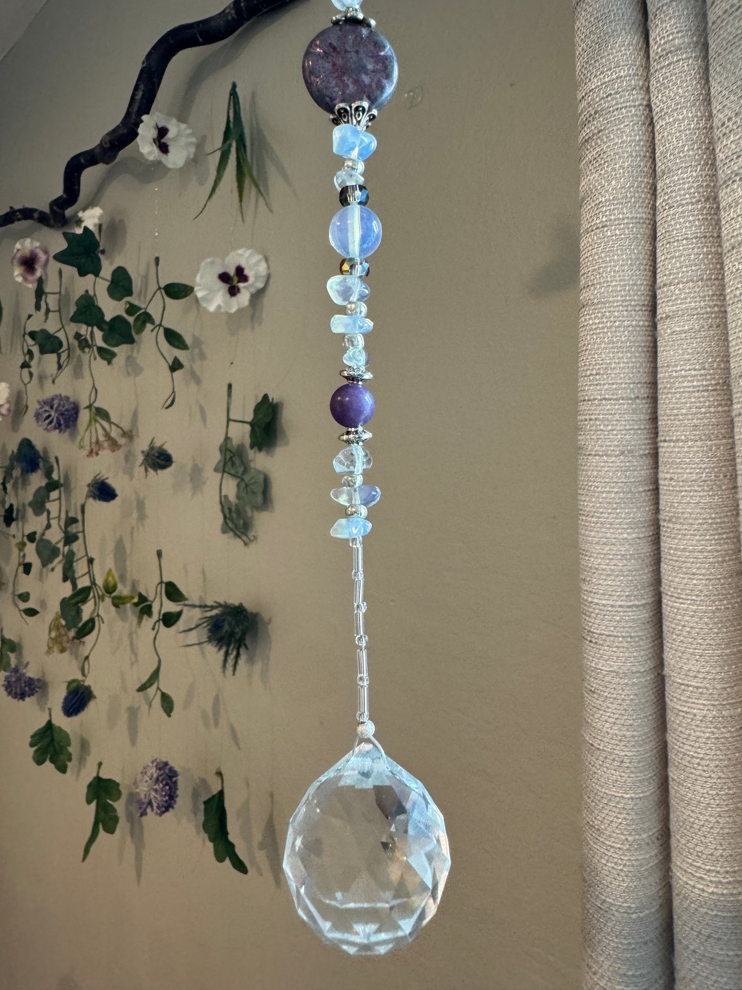 Reiki Infused Sun Catcher with Lepidolite and Opalite