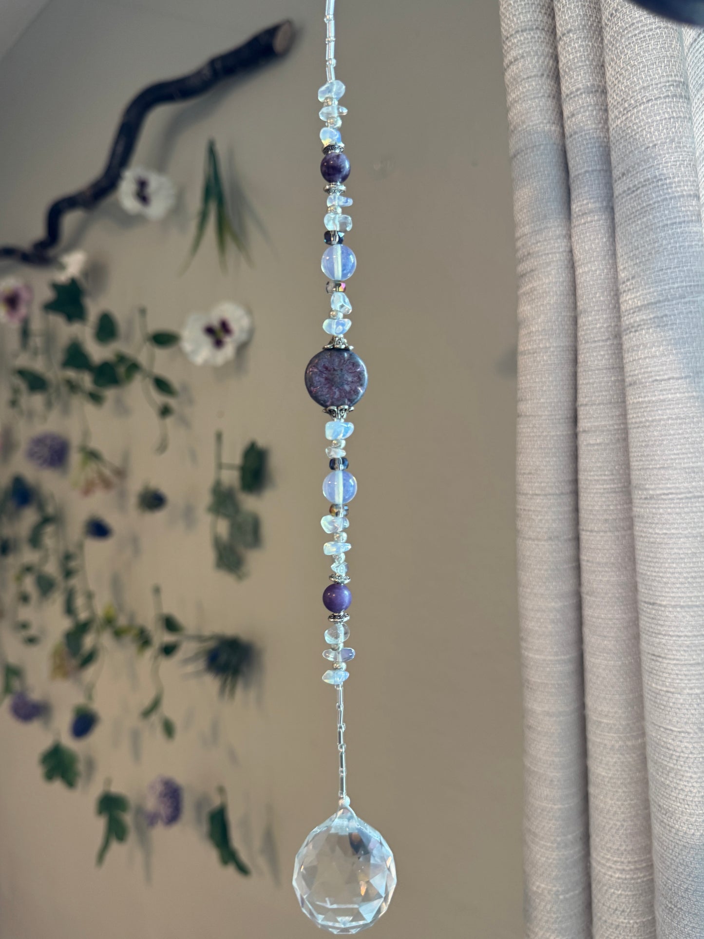 Reiki Infused Sun Catcher with Lepidolite and Opalite