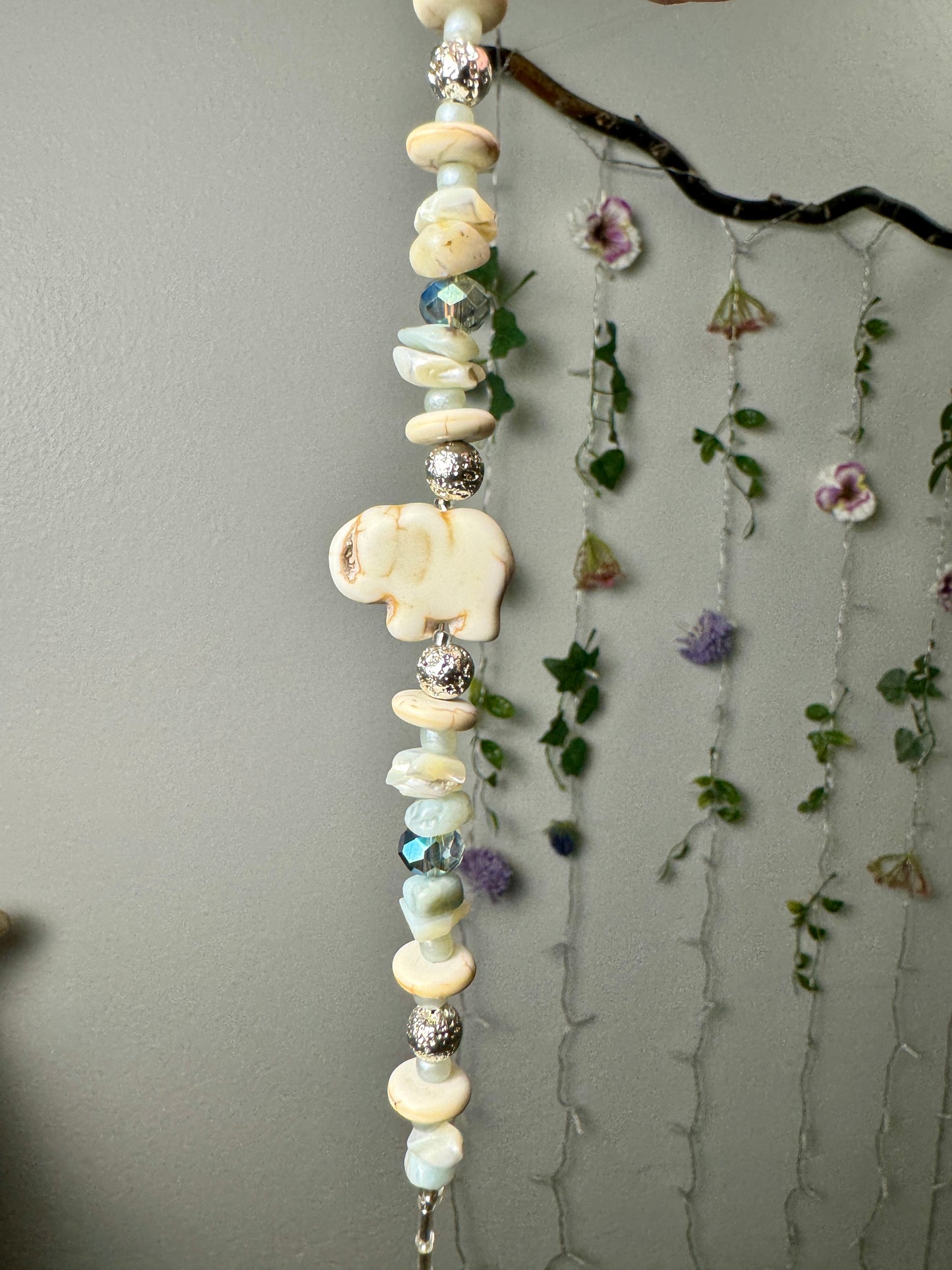 Elephant and Amazonite Sun Catcher - Reiki Infused