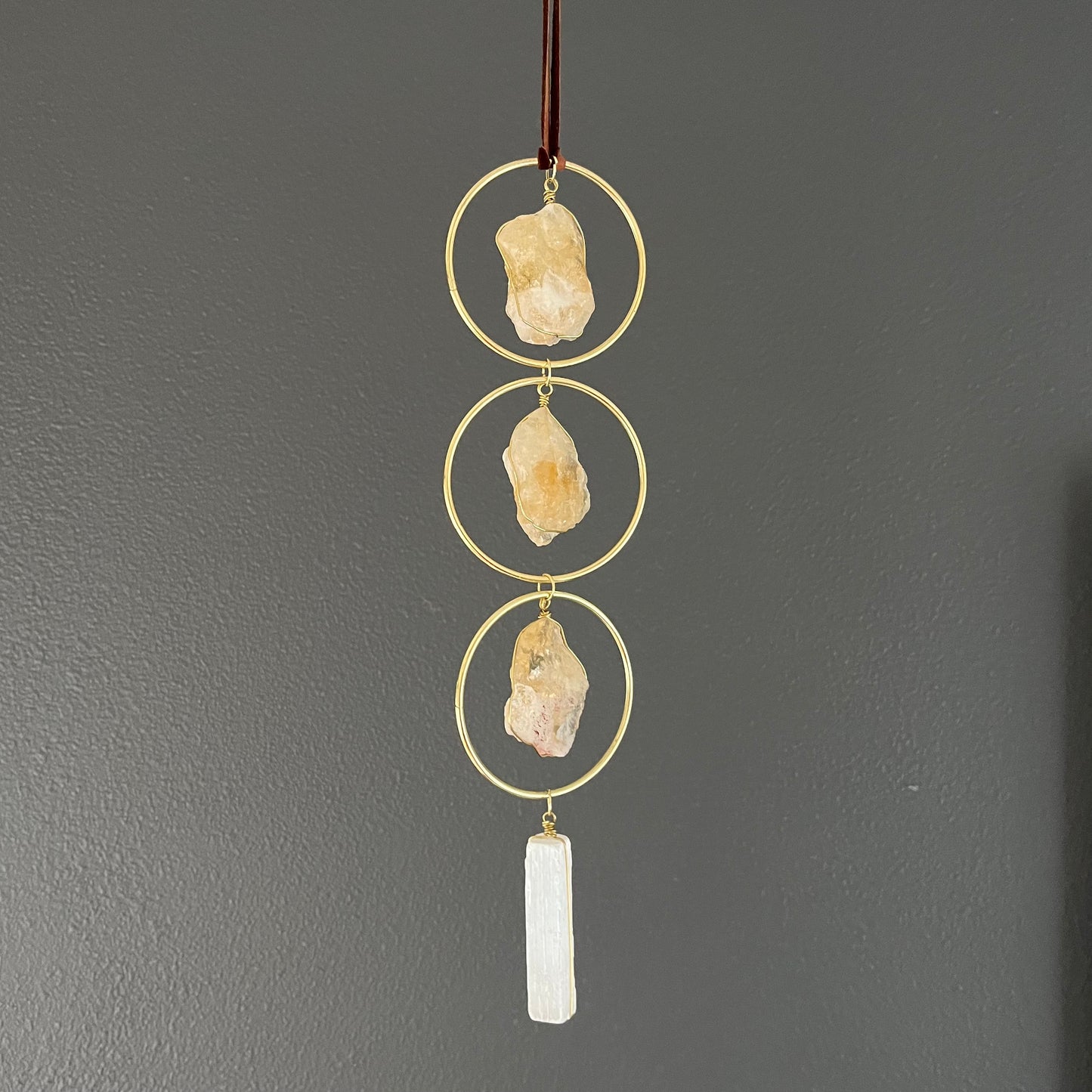 Citrine and Selenite Hanging Art