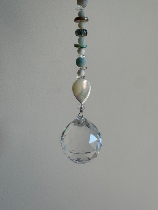 Reiki-Infused Sun Catcher with Amazonite & Clear Quartz