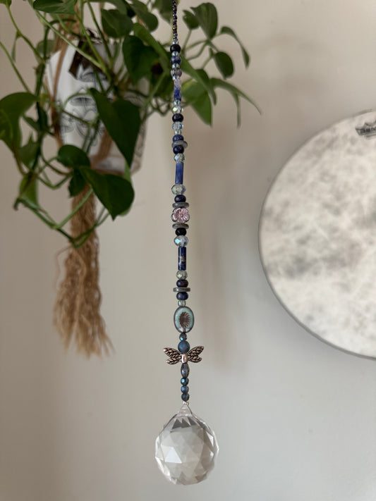 Sodalite & Dragonfly Prism Sun Catcher -Reiki Infused