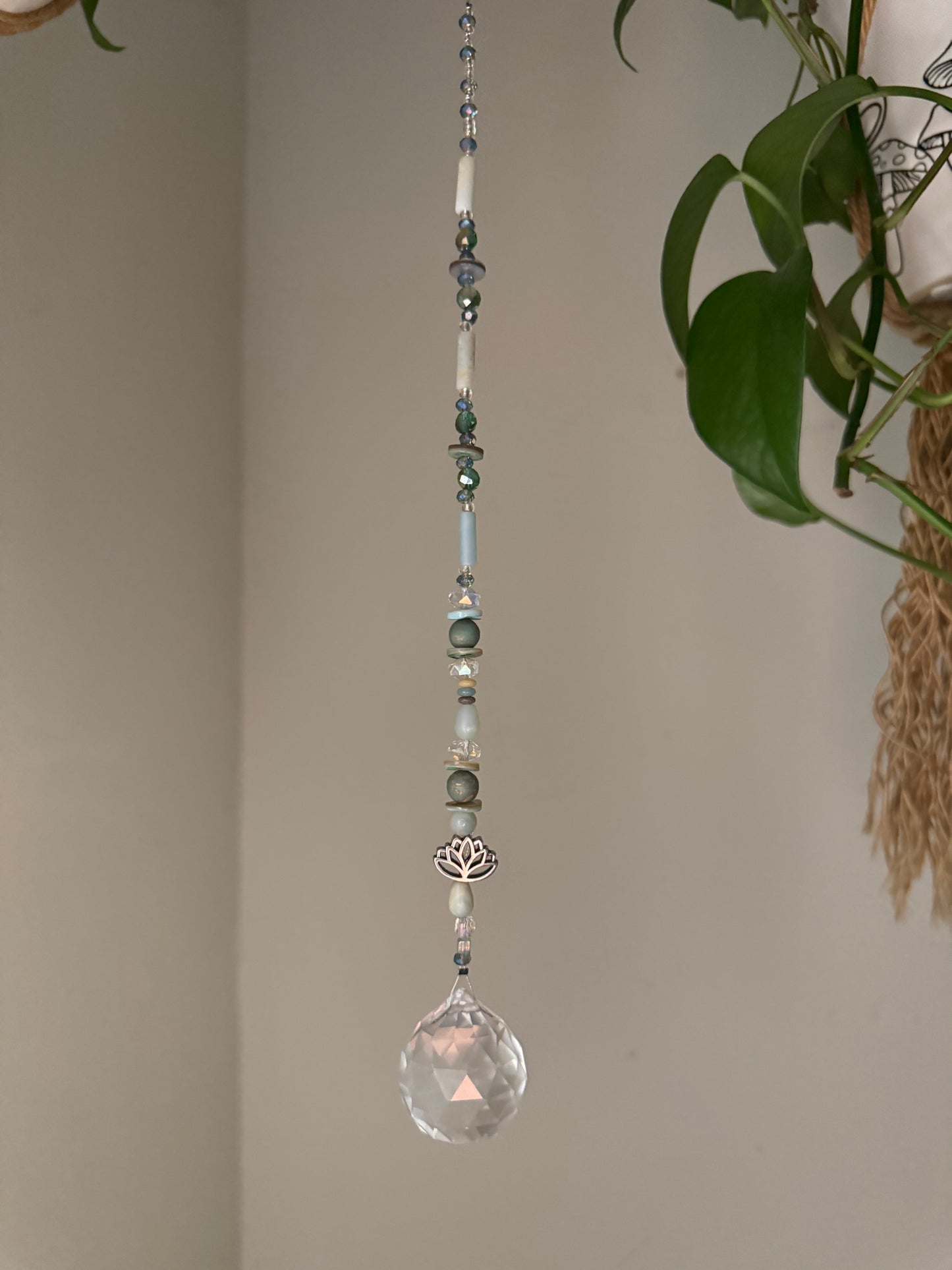 Reiki-Infused Sun Catcher with Amazonite & Lotus