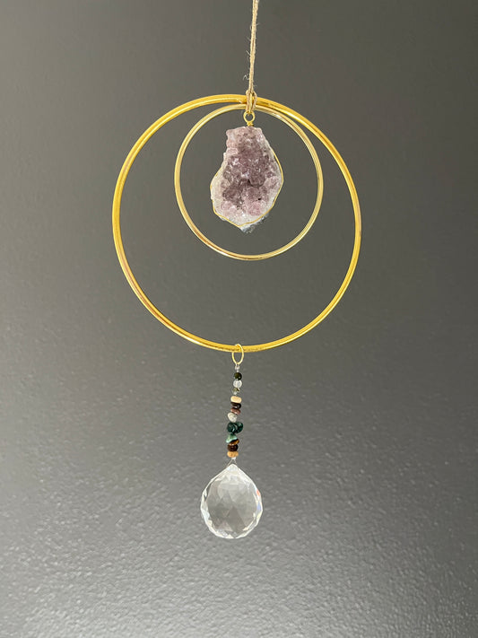 Amethyst and Agate Suncatcher *note back of amethyst is rock*