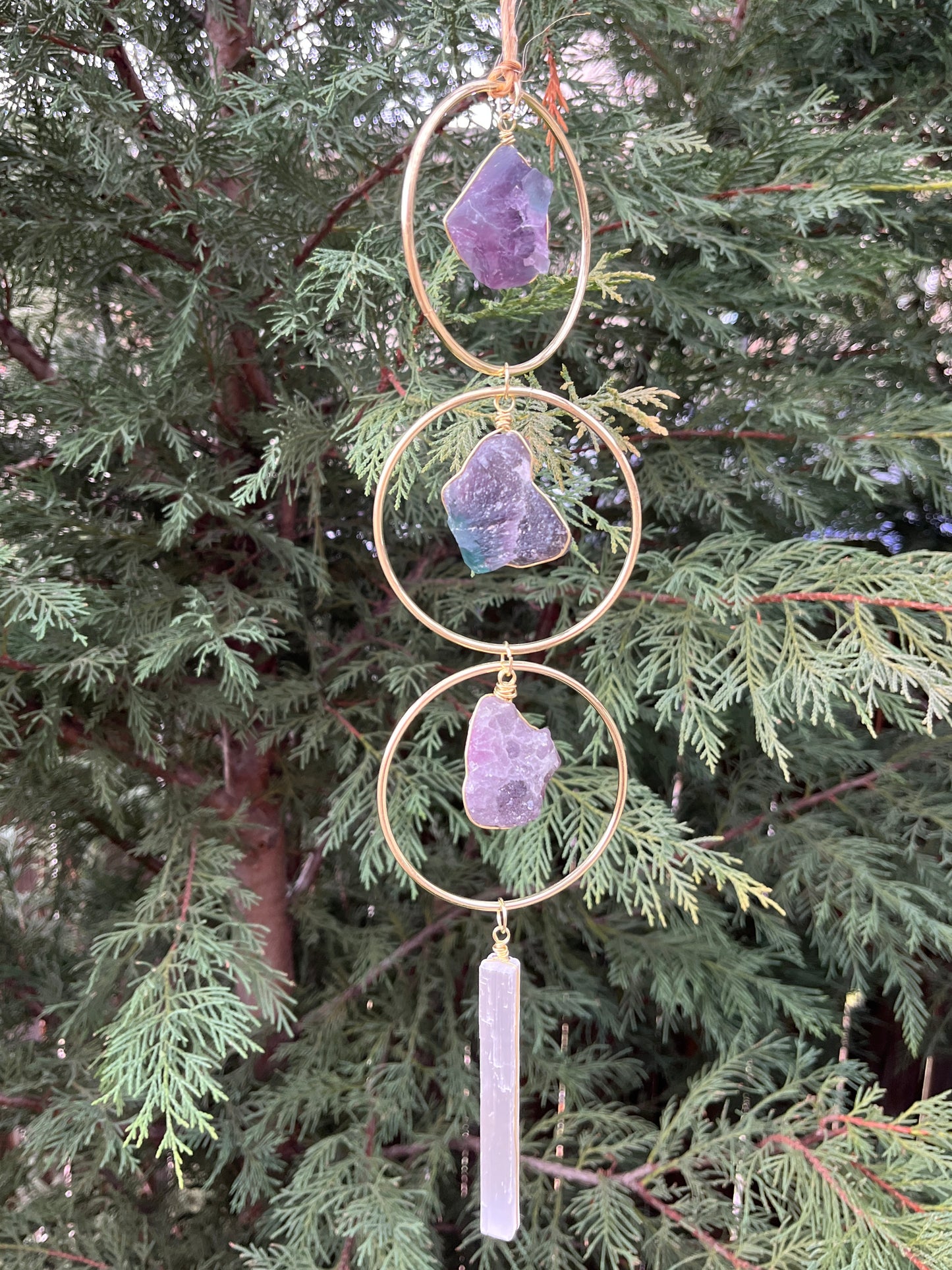 Flourite and Selenite Hanging Art