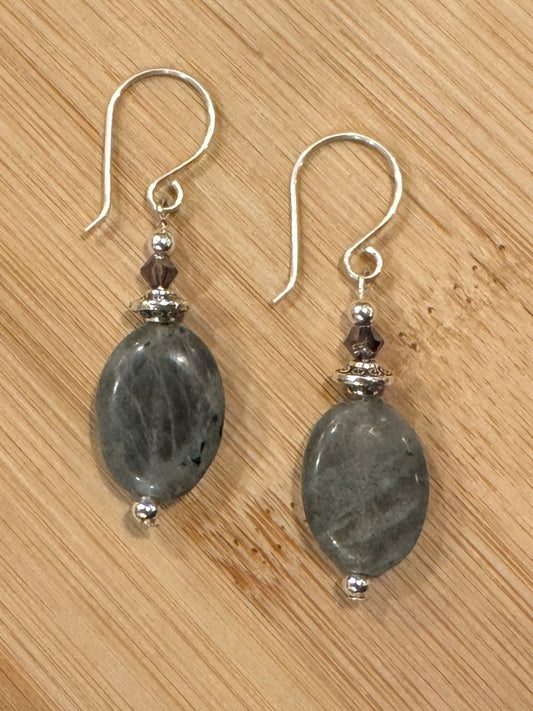Labradorite Earrings with Sterling Silver Hooks ~ Reiki Infused