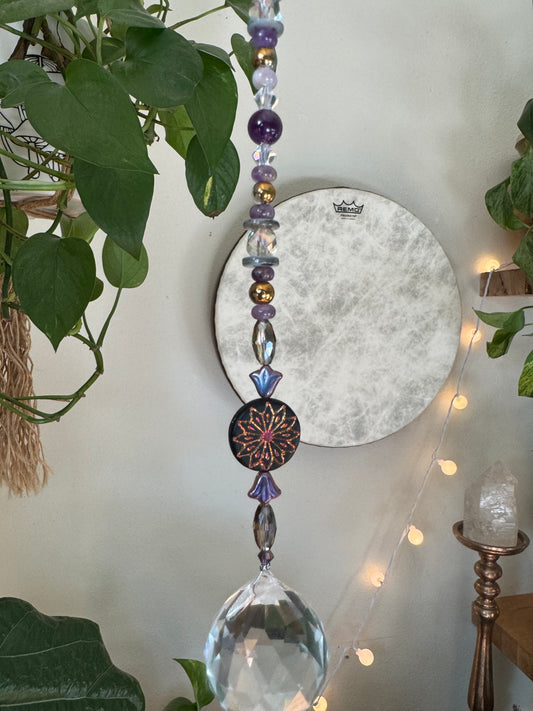 Amethyst Sun Catcher with Czech Glass