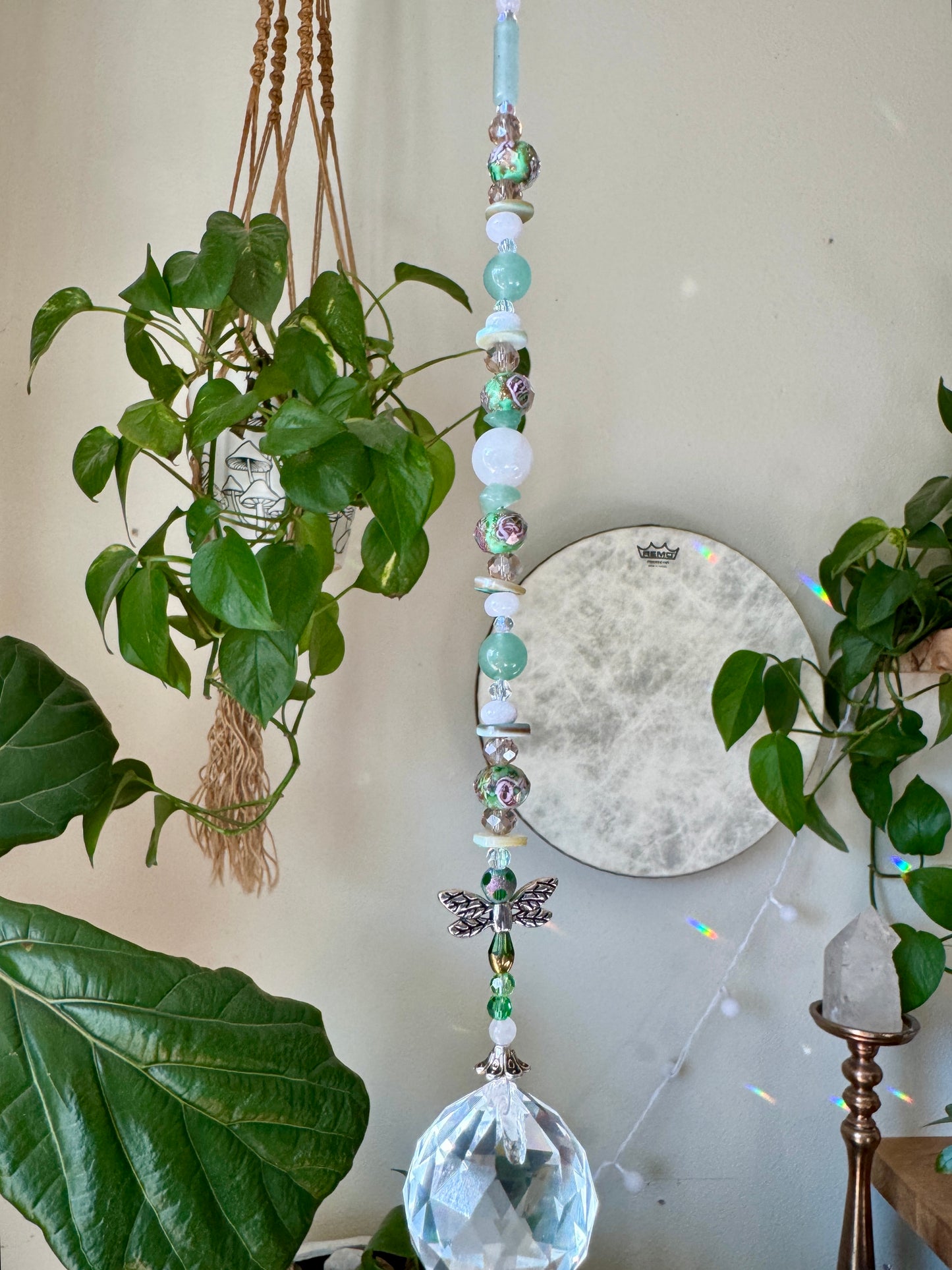 Rose Quartz & Green Aventurine Sun Catcher ✨ Crafted under the Pink Full Moon in Libra