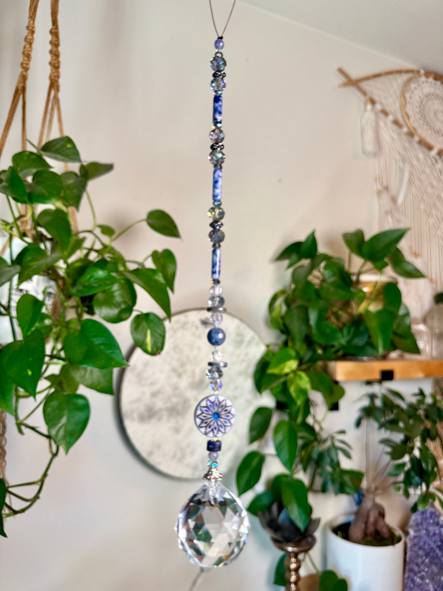 Blue Moon in Sagittarius Suncatcher with Blue Aventurine & Sodalite